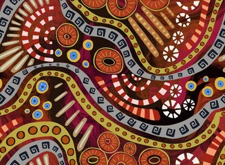 Tracery seamless pattern. Mehndi design. Ethnic colorful doodle texture. Curved doodling background.