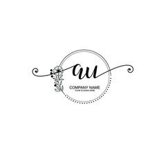 AU beautiful Initial handwriting logo template