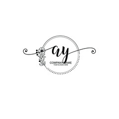 AY beautiful Initial handwriting logo template