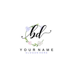 BD beautiful Initial handwriting logo template