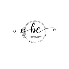 BE beautiful Initial handwriting logo template