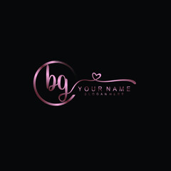 Fototapeta na wymiar BG beautiful Initial handwriting logo template