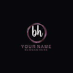 Fototapeta na wymiar BH beautiful Initial handwriting logo template
