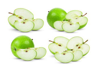 green half  apple isolated on white background