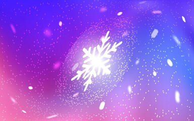 Fototapeta na wymiar Light Pink, Blue vector texture with colored snowflakes.