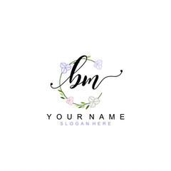 BM beautiful Initial handwriting logo template