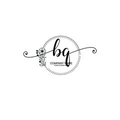 BQ beautiful Initial handwriting logo template