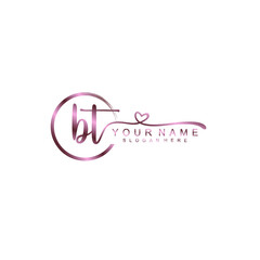 BT beautiful Initial handwriting logo template