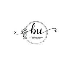 BU beautiful Initial handwriting logo template