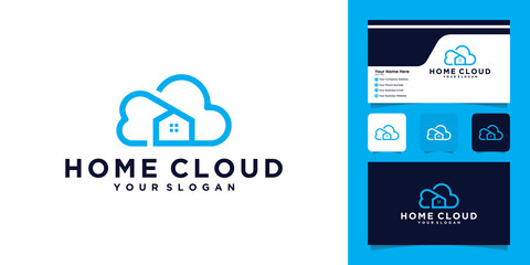 Modern cloud home vector design. Cloud storage home vector logo design and business card