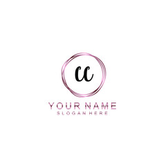 CC beautiful Initial handwriting logo template