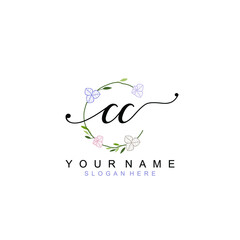 CC beautiful Initial handwriting logo template