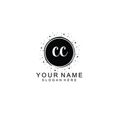 CC beautiful Initial handwriting logo template