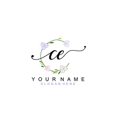 CE beautiful Initial handwriting logo template