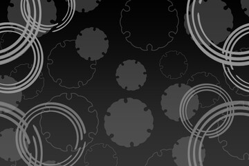 波紋の和風背景　長方形　ブラック　亀甲模様