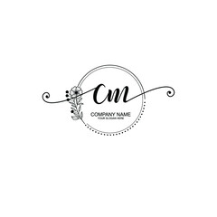 CM beautiful Initial handwriting logo template