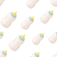 Baby bottle seamless pattern vector illustration, seamless pattern for textile or wrapping