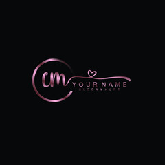 CM beautiful Initial handwriting logo template