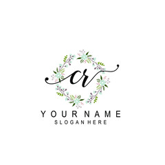 CR beautiful Initial handwriting logo template