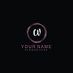 CV beautiful Initial handwriting logo template