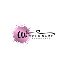 CW beautiful Initial handwriting logo template