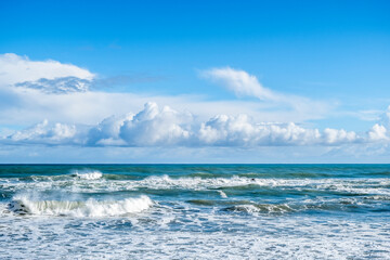 Ocean surf on a remote beach. South Island, New Zealand.