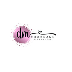 DM beautiful Initial handwriting logo template