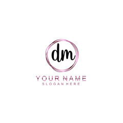 DM beautiful Initial handwriting logo template