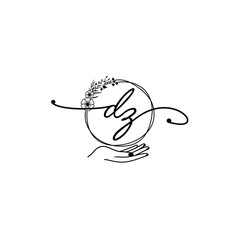 DZ beautiful Initial handwriting logo template