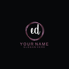 ED beautiful Initial handwriting logo template