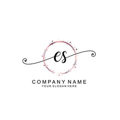 ES beautiful Initial handwriting logo template