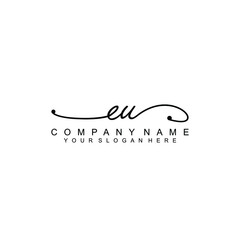 EU beautiful Initial handwriting logo template