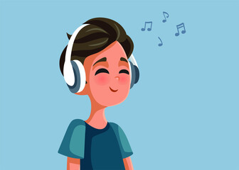 Happy Teen Boy Listening to Music