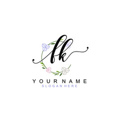 FK beautiful Initial handwriting logo template