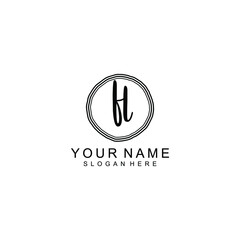 FL beautiful Initial handwriting logo template