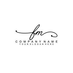 FM beautiful Initial handwriting logo template