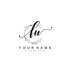 FU beautiful Initial handwriting logo template