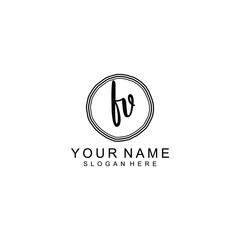 FV beautiful Initial handwriting logo template