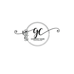 GC beautiful Initial handwriting logo template