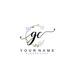 GC beautiful Initial handwriting logo template