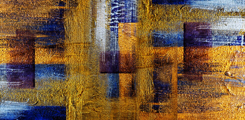 Blue goldg oil paint abstract background texture design illustration.