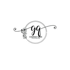 GQ beautiful Initial handwriting logo template