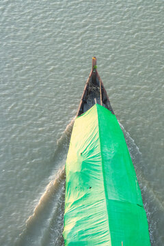 a boat was sailing on the kaladan river, Myanmar Burma