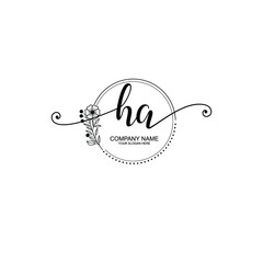 HA beautiful Initial handwriting logo template