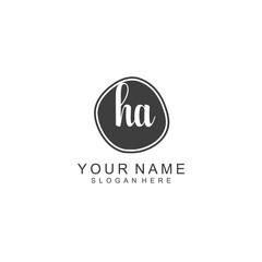 HA beautiful Initial handwriting logo template