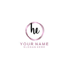 HE beautiful Initial handwriting logo template