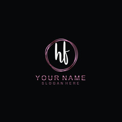 Fototapeta na wymiar HF beautiful Initial handwriting logo template