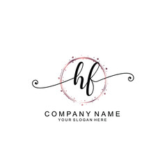 HF beautiful Initial handwriting logo template