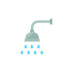 Shower icon. Showerheads simple with water drops, shower head, Bathroom, Bath time sign  for your web site and mobile apps. flat style. Vector illustration design on white background. EPS 10