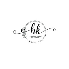 HK beautiful Initial handwriting logo template